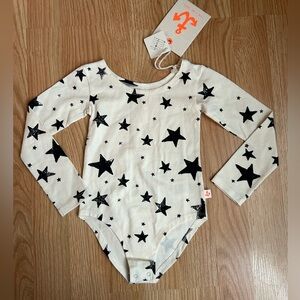 Noe and Zoe Berlin Cream Organic Cotton Star Print Leotard Bodysuit 2 years NWT
